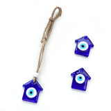 Glass House Shape Evil Eyes Key Ring Lucky Pendant Keychain