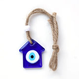 Glass House Shape Evil Eyes Key Ring Lucky Pendant Keychain