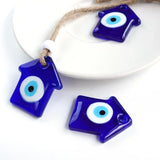 Glass House Shape Evil Eyes Key Ring Lucky Pendant Keychain