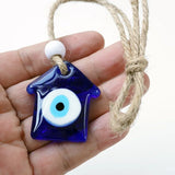 Glass House Shape Evil Eyes Key Ring Lucky Pendant Keychain