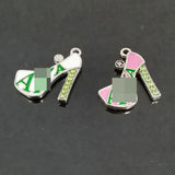 Greek Sorority High-Heeled Shoes Pink Rhinestone Charm Set
