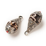10pc Tibetan Resin Beads Pendants with Antique Silver Beads Caps