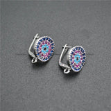 10pc High Round Coin Shape Earring Hooks Colorful Zircon Beads Paved Findings