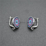 10pc High Round Coin Shape Earring Hooks Colorful Zircon Beads Paved Findings