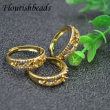 10pc CZ Paved Flower Round Rings Base Holder for Bead Ring Making
