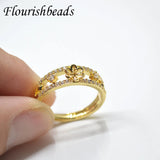 10pc CZ Paved Flower Round Rings Base Holder for Bead Ring Making