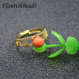 10pc CZ Paved Flower Round Rings Base Holder for Bead Ring Making