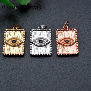 10pc Evil Eye Square Pendant CZ Beads for Necklace Jewelry Making