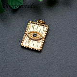 10pc Evil Eye Square Pendant CZ Beads for Necklace Jewelry Making