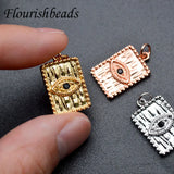 10pc Evil Eye Square Pendant CZ Beads for Necklace Jewelry Making