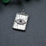 10pc Evil Eye Square Pendant CZ Beads for Necklace Jewelry Making