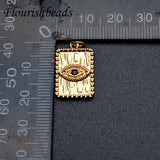 10pc Evil Eye Square Pendant CZ Beads for Necklace Jewelry Making