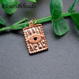 10pc Evil Eye Square Pendant CZ Beads for Necklace Jewelry Making