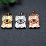 10pc Evil Eye Square Pendant CZ Beads for Necklace Jewelry Making