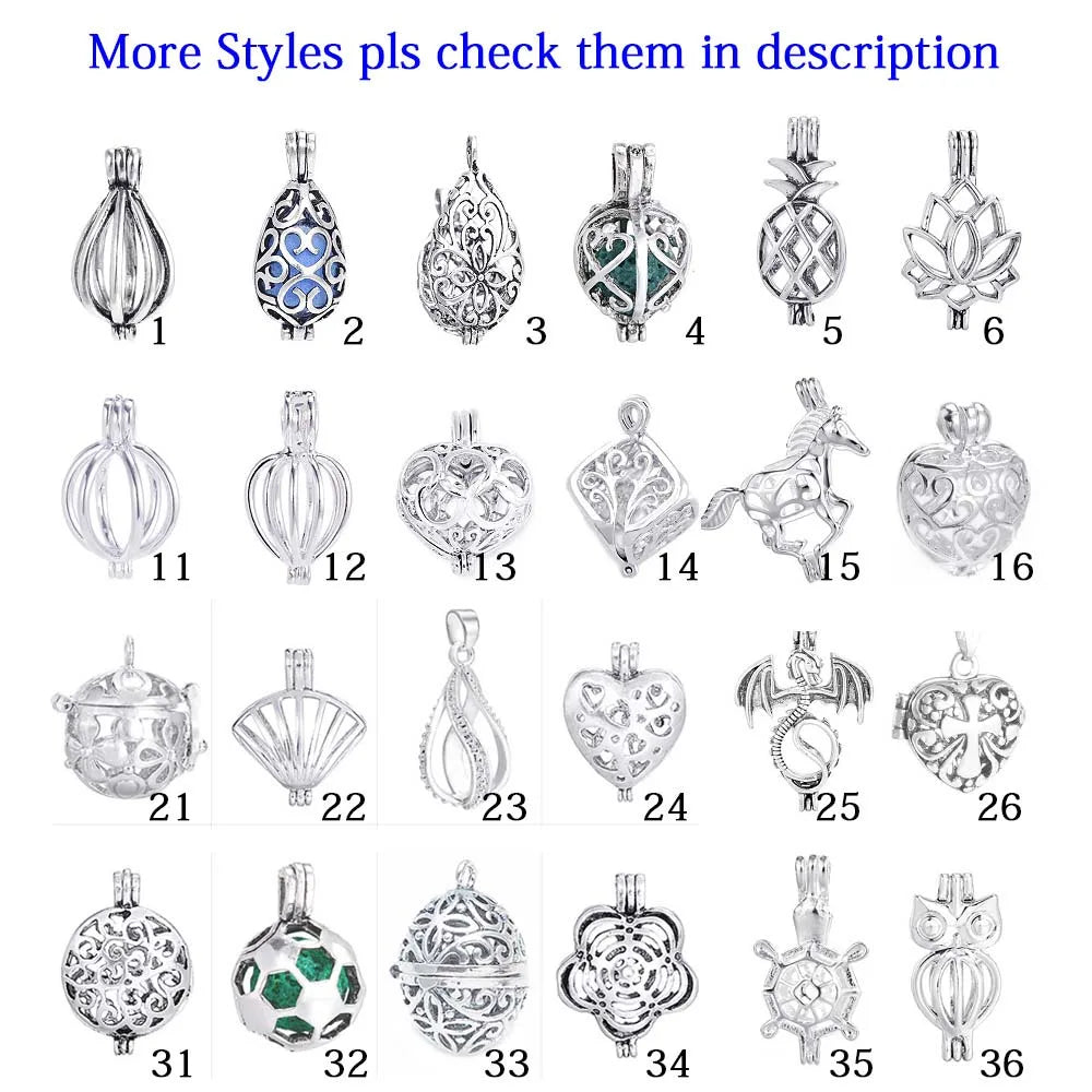 10pc Mixed Pearl Cage Locket Pendants Aromatherapy Oil Diffuser Necklace