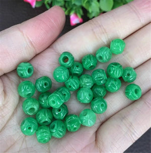 10pc Natural A Green Jade 8-10mm Hollow beads DIY Bracelet Bangle Charm Jadeite