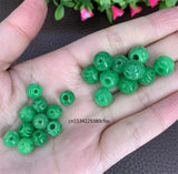 10pc Natural A Green Jade 8-10mm Hollow beads DIY Bracelet Bangle Charm Jadeite