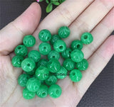10pc Natural A Green Jade 8-10mm Hollow beads DIY Bracelet Bangle Charm Jadeite