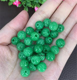 10pc Natural A Green Jade 8-10mm Hollow beads DIY Bracelet Bangle Charm Jadeite