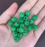 10pc Natural A Green Jade 8-10mm Hollow beads DIY Bracelet Bangle Charm Jadeite