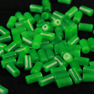 10pc Natural A Green Jade Bucket Bead Bamboo DIY Bracelet Bangle Jadeite