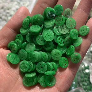 10pc Natural Emerald Green Jade Lucky Money Bead Pendant Necklace