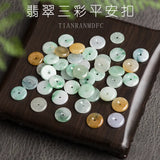 10pc Natural Emerald Jade Tricolor Safety buckle Beads Pendants DIY