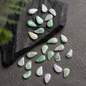 10pc Natural Emerald Jade Tricolor Leaves Beads Pendants DIY