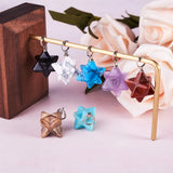 Mixed Stone Merkaba Star Pendants for Jewelry Making, Brass Finding