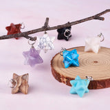Mixed Stone Merkaba Star Pendants for Jewelry Making, Brass Finding