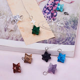 Mixed Stone Merkaba Star Pendants for Jewelry Making, Brass Finding