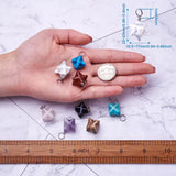 Mixed Stone Merkaba Star Pendants for Jewelry Making, Brass Finding