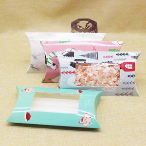 10pc DIY Pillow Box with Window Marbling Christmas Box Xmas Favors
