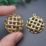 10pc Brass Hollow Out Round Square Shape Pendant DIY Hand Jewelry Making