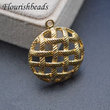 10pc Brass Hollow Out Round Square Shape Pendant DIY Hand Jewelry Making