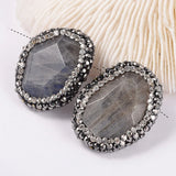 10pc Faceted Labradorite Beads Polymer Clay Rhinestones DIY Jewelry
