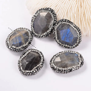 10pc Faceted Labradorite Beads Polymer Clay Rhinestones DIY Jewelry