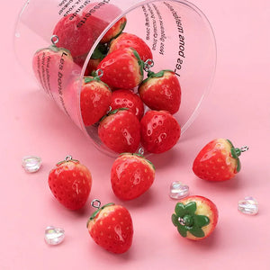 10pc Strawberry Resin Charms DIY Earrings Fruit Pendants Jewelry Making