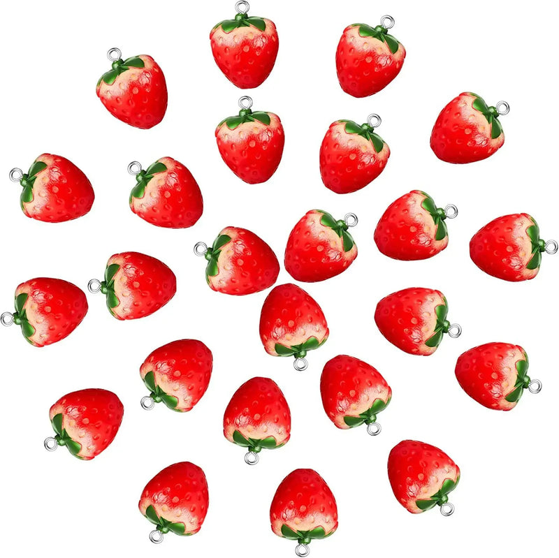 10pc Strawberry Resin Charms DIY Earrings Fruit Pendants Jewelry Making