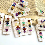 10pc Selenite Crystal Pendant 7 Chakras Chip Gravel Quartz Beads