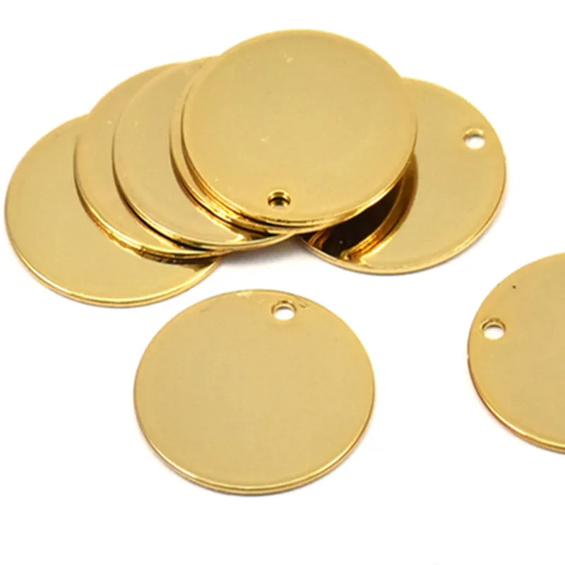 10 Brass Stamping Tags 16mm with 1 Hole