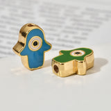 10pc Hamsa Fatima Hand Enamel Charm Beads Evil Eye Necklace