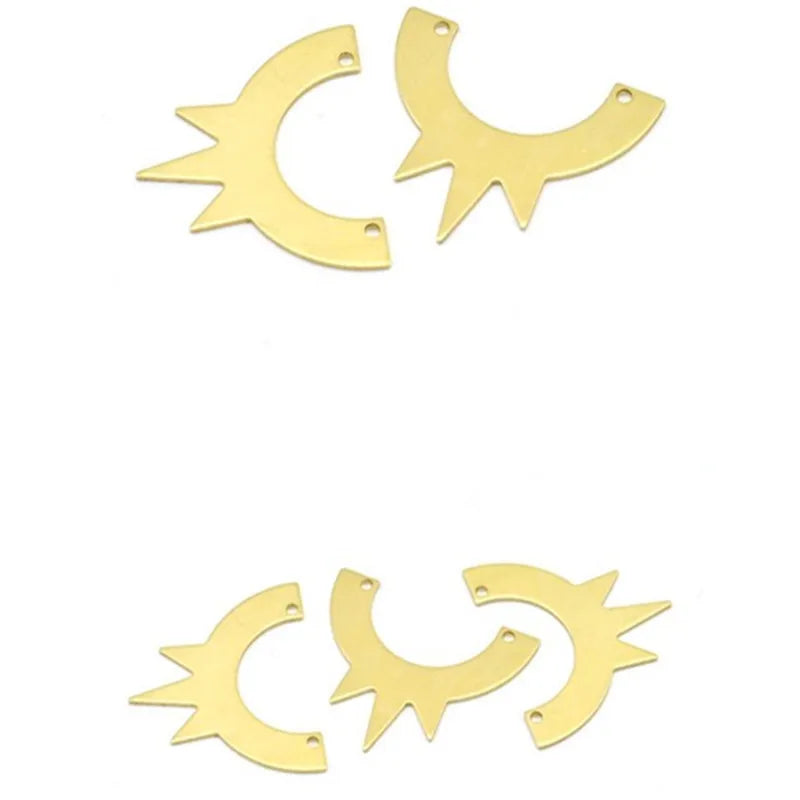 10pc Raw Brass Sun Connectors - 34x29x0.80mm