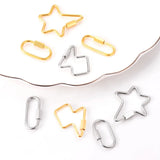 10pc Stainless Steel 5-Pointed Star Spiral Clasp Carabiner Hook Clasp Jewelry