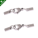 10pcs Stainless Steel Cord End Clasp Lobster Claw Bracelet Clasps