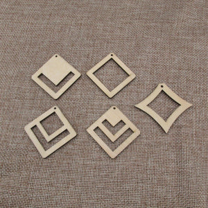 10pcs 1.75" Unfinished Wood Blanks Square Macrame DIY Earrings Parts