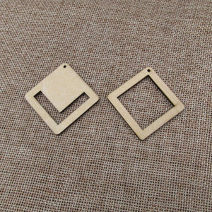 10pcs 1.75" Unfinished Wood Blanks Square Macrame DIY Earrings Parts