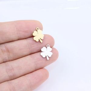 10pcs Stainless Steel Clover Charm Pendant DIY Necklace Bracelets