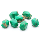 10pcs Green Texture Faceted Beads 10*15mm Natural Sea Sediment Stone DIY Jewelry