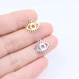 10pcs 10*15mm Stainless Steel Mirro Polish Eyes Charms Pendant